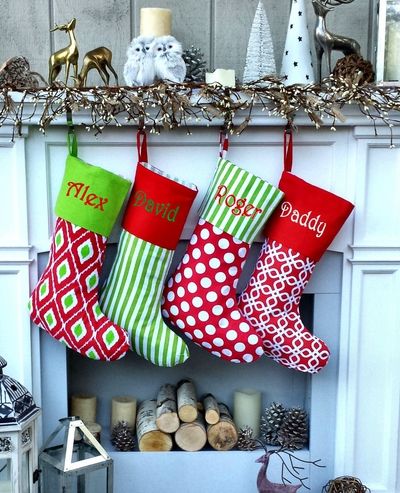 Red Lime Green Southern Home Personalized Stockings Polka Dot Red Lime Green Southern Home Personalized Stockings Polka Dot Stripes Trellis