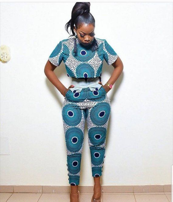 African print crop top and best sale pants
