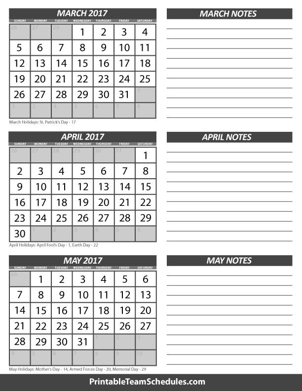 6 months calendar printable