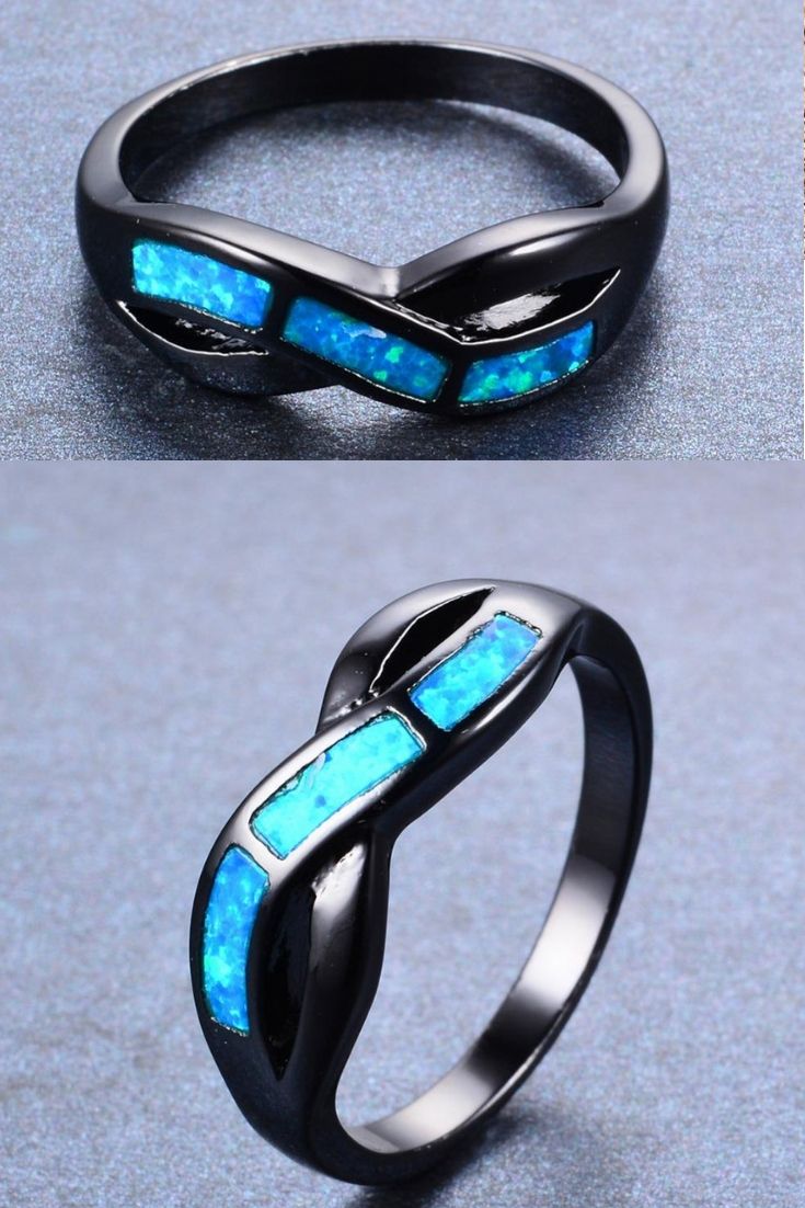 FT-Ring Ocean Blue Fire Opal Jewelry Wedding Ring For Women Engagement Wedding Rings