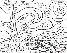 noite estrelada por vincent van gogh super coloring arte