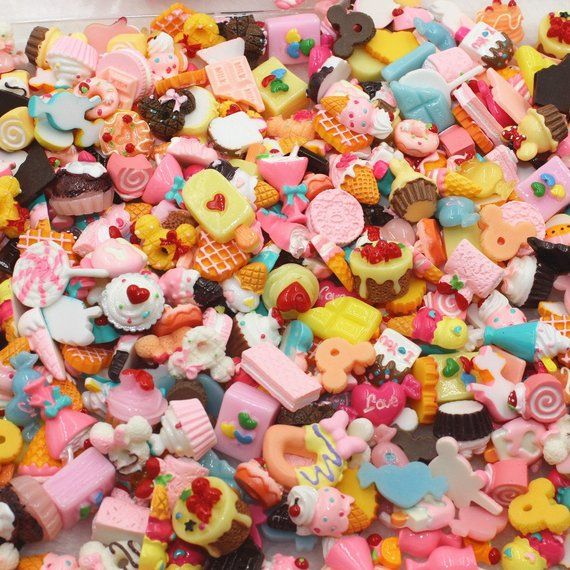 20 PINK Kawaii Resin Cabochons Cute Pastel Flatback Charms Decoden Animals Candy