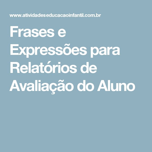 Relatorio da educacao infantil