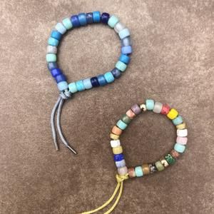 Summer 2020 Trend tie on Bracelet Big Rainbow Bead Bracelet Glass Pony Beads Large Colorful Beads
