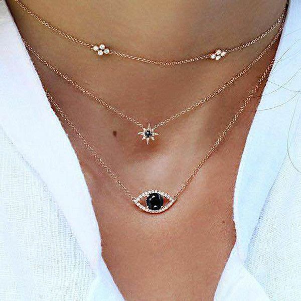 Women Fashion Star Moon Chain Necklace Mujer Eye Multilayer Double Chain Jewelry Women Fashion Star Moon Chain Necklace Mujer Eye Multilayer Double Chain Jewelry