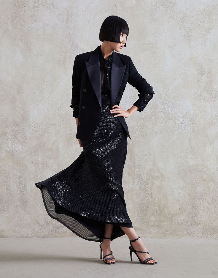 Brunello Cucinelli, クリスピーシルク ダズリングテクスチュア ロング クリアランス超高品質 Brunello Cucinelli ロングスカート ロングスカート