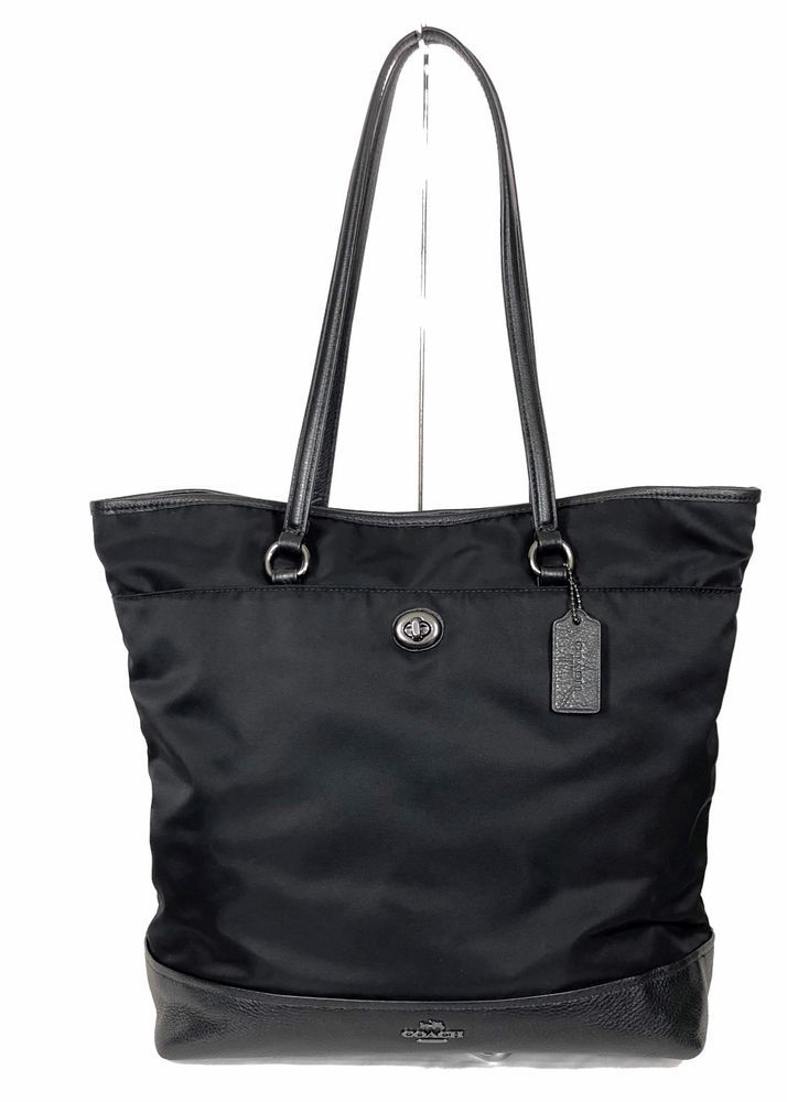 Coach Nylon Tote Bag Purse Black Shoulder Leather Carryall Coach Nylon Tote Bag Purse Black Shoulder Leather Carryall F57903 Ebay