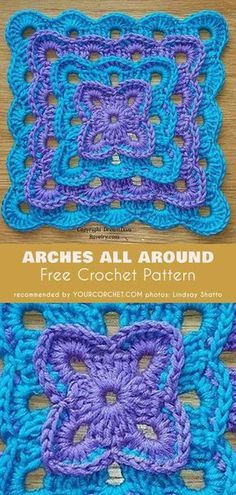 Arches All Around Free Crochet Pattern #grannysquare #square #freecrochetpattern… Arches All Around Free Crochet Pattern #grannysquare #square #freecrochetpattern…