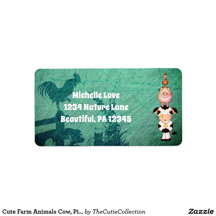 Cute Farm Animals Cow, Pigs, Roosters Address Label #addresslabels #farmanimals ...