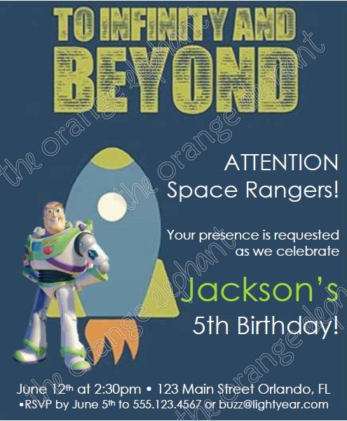 Lightyear Themed To Infinity and Beyond Birthday Party Invitation