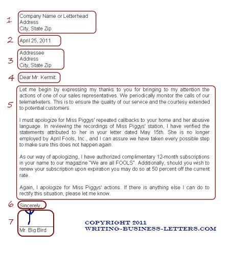 business letter set up