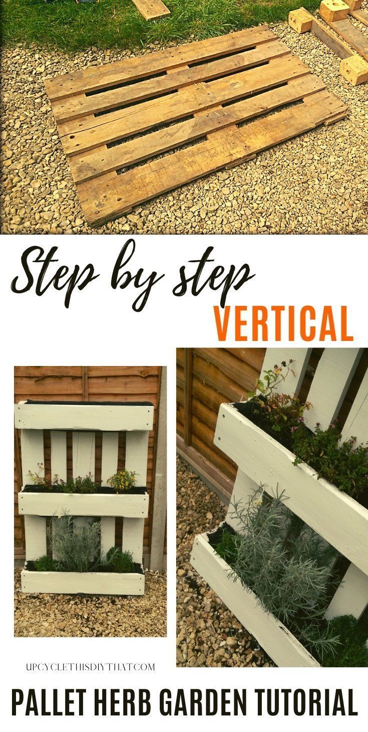 Step By Step Vertical Pallet Herb Garden Tutorial Herb Garden Pallet Diy Herb Garden