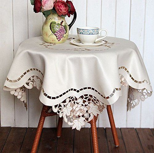 Embroidery Hollow Square Tablecloths Cover Towel Refrigerator Dust Tv 334x334in For More Information Table Cloth Top Decor Table Cloth Tablecloths, Round End Table Covers