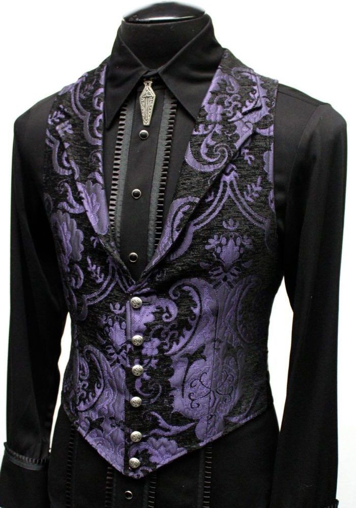 ARISTOCRAT VEST – PURPLE/BLACK TAPESTRY – Shrine of Hollywood | Vest