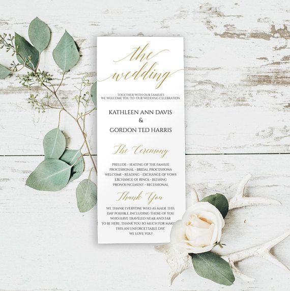 Gold Wedding Program Printable, Wedding Program #weddings #invitation @EtsyMktgTool #editableprogram #instantdownload #diyprograms