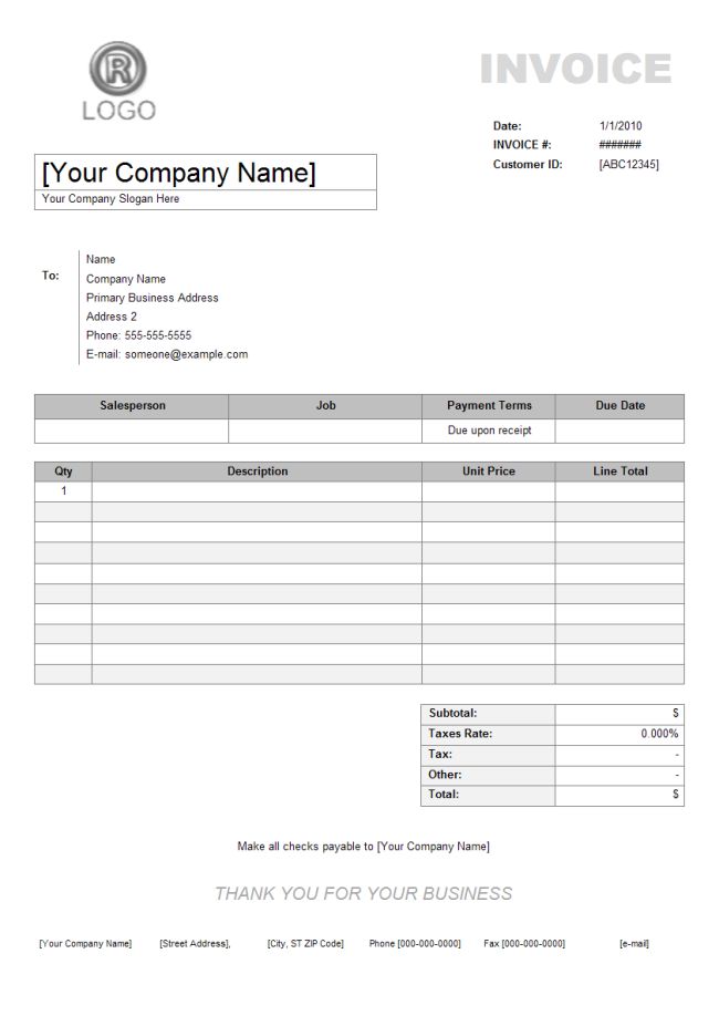 example of invoice receipt