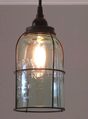 Rust Cage Half Gallon Mason Jar Pendant Light