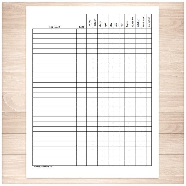 bill payment tracker log full year printable