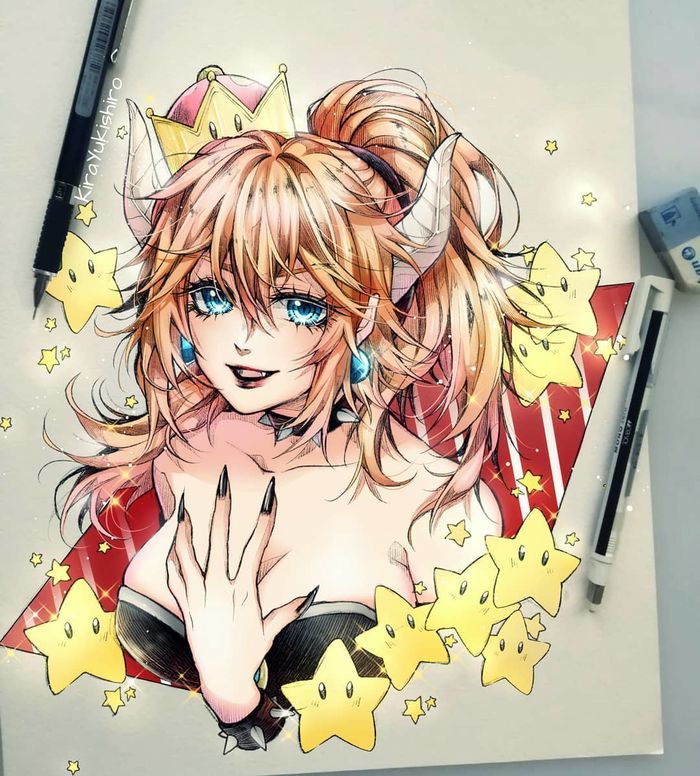 Dessin Bowsette por Kira Yukishiro, manga de Scarlet Soul