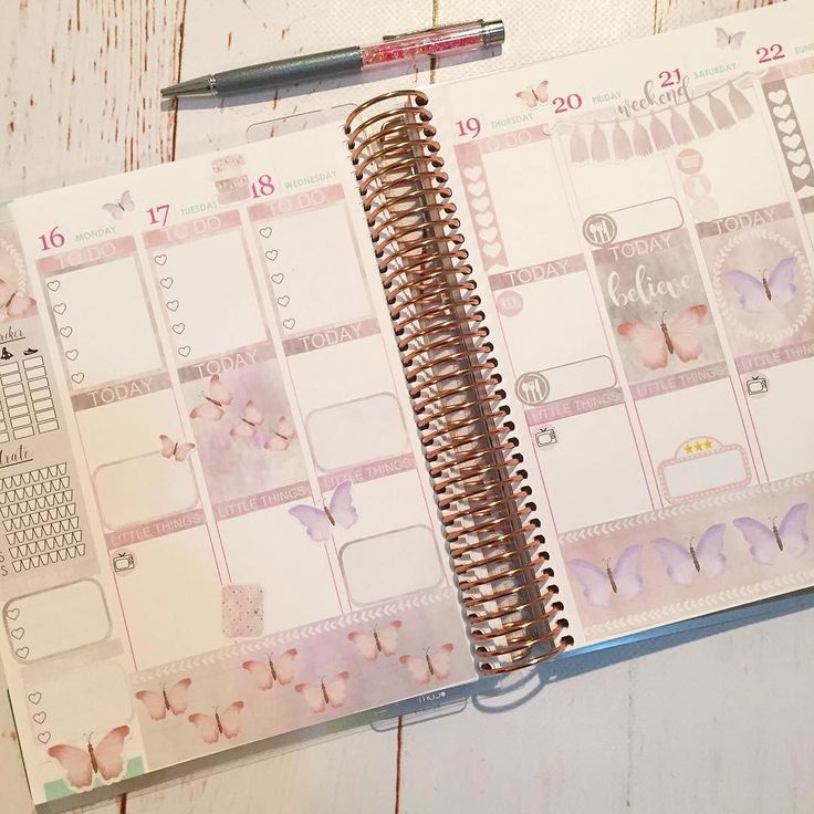 And The Set In The Planner Watercolorstickers Butterfly