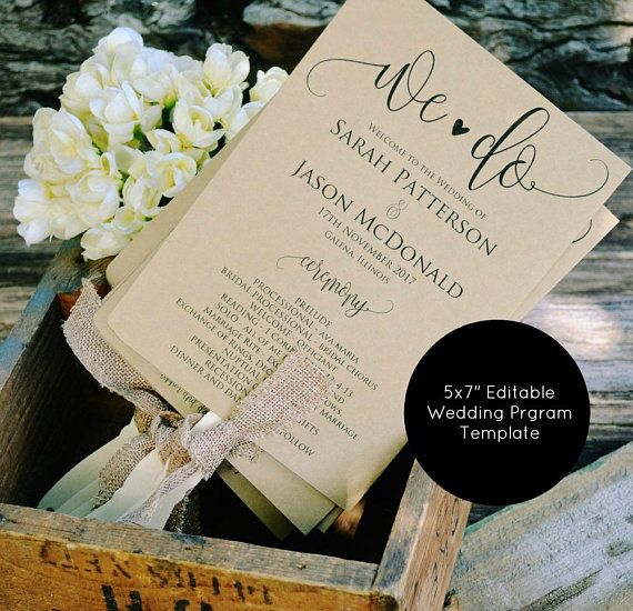 wedding program template wedding program printable we do