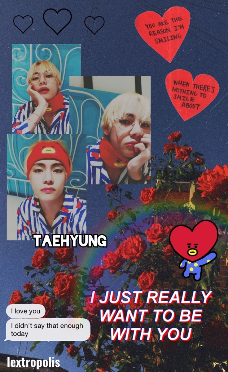 Taehyung Red And Blue Tata Aesthetic Wallpaper Lextr