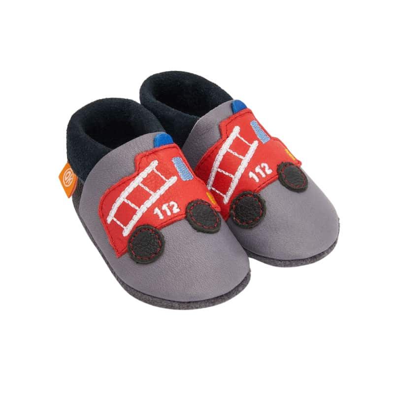 Orangenkinder babyslofjes Firetruck grey Fire Trucks, Wholesale Merchandise, Frankie, Baby Shoes, Suede, Sandals, Products, Fashion, Baby Steps