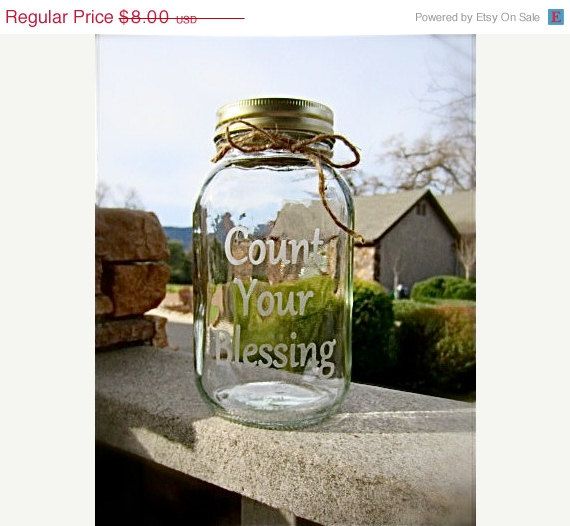 Mason Jar, Count Your Blessings, Quart Mason Jar