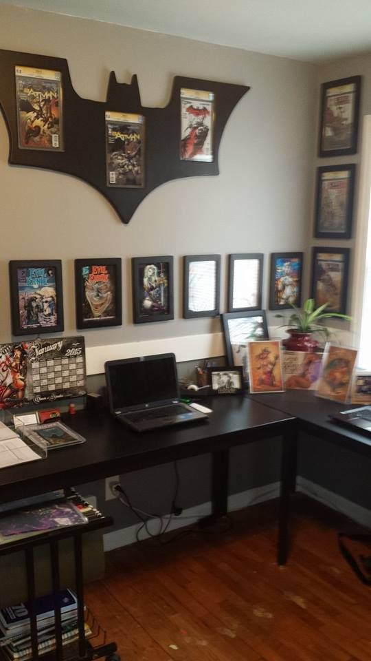 Now This Is How You Decorate A Home Office Batframe Comic Book Frames And Graded Book Frames Oh My Cgc Graded Si Comic Room Men Apartment Comic Book Rooms Now This Is How You Decorate A Home Office Batframe Comic Book Frames And Graded Book Frames Oh My Cgc Graded Si Comic Room Men Apartment Comic Book Rooms