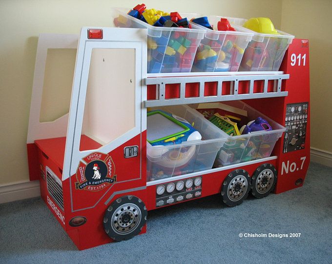 Unique Toy Box Woodworking Plans by UniqueToyBoxPlans on Etsy | Toy fire trucks, Toy box plans