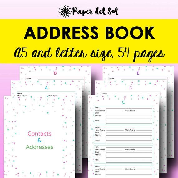 printable address book pages