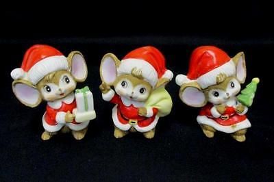 lot of 3 homco christmas mice figurines home interiors no 5405 sack homco christmas mouse