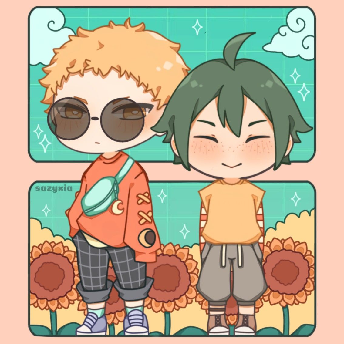 Tsukishima x Yamaguchi Chibi