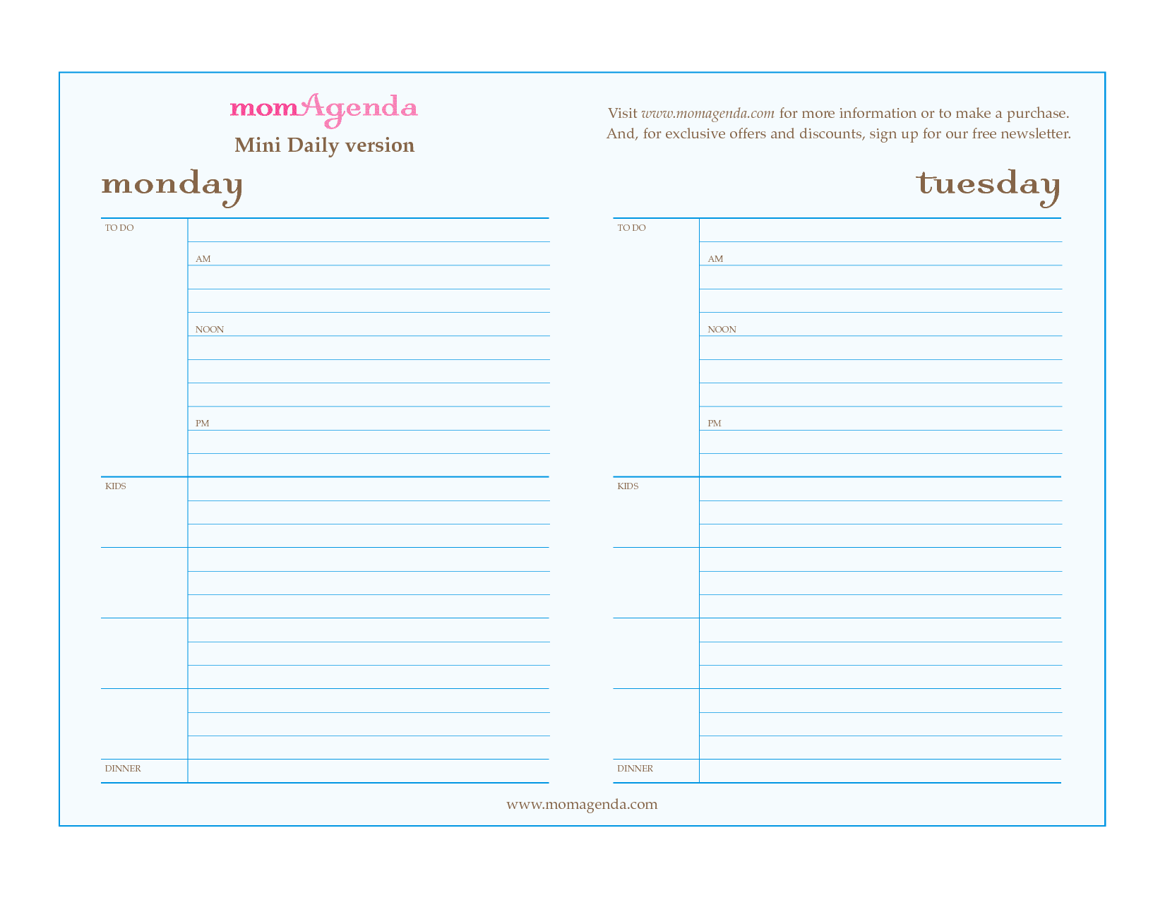 free printable daily planner sheets