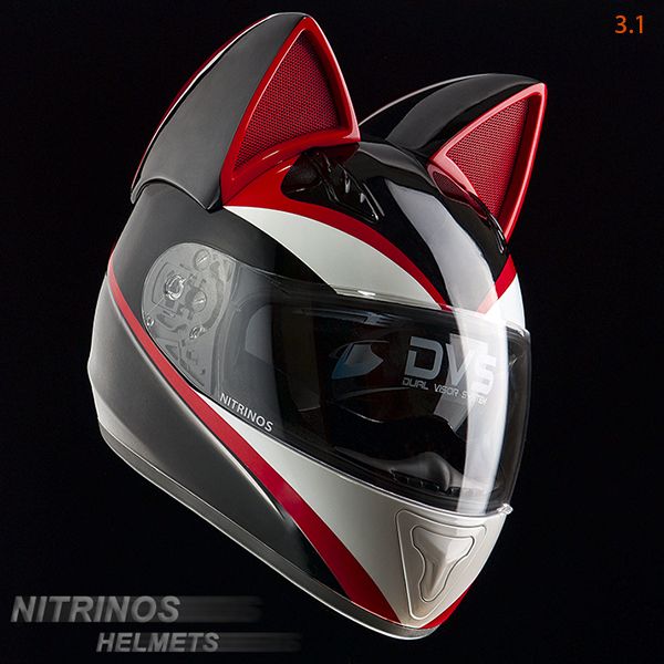 Cute Cat Shaped Motorcycle Helmets Come With Fiberglass Ears Designtaxi Com Anime Motorcycle Helmet Cool Motorcycle Helmets