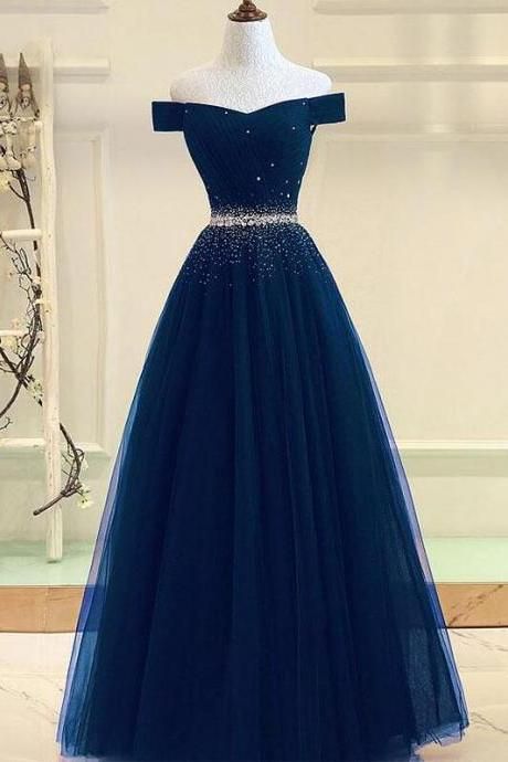 Tulle Prom Dress,beading Prom Dress,off Shoulder Long Prom Dress, Burgundy Evening Dress