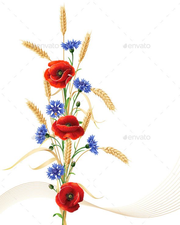 Cornflowers With Poppy Flowers And Wheat By Val Iva Graphicriver Cornflowers With Poppy Flowers And Wheat By Val Iva Graphicriver