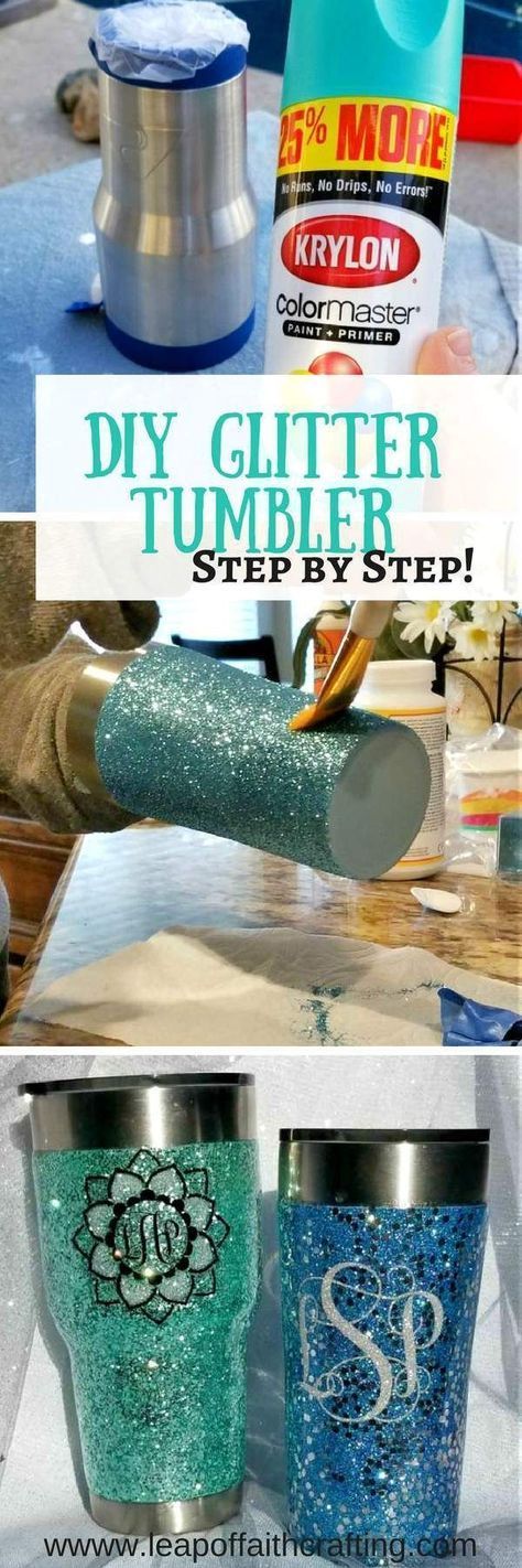 Learn how to apply epoxy to a glitter tumbler! Make your own DIY personalized glitter yeti or stainless steel tumbler! #GlitterClothes Glitter Yeti, Glitter Cups, Glitter Diy, Glitter Nails, Glitter Dipped, Glitter Rosa, Glitter Images, Glitter Spray, Glitter Flats