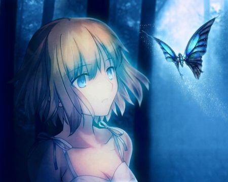 Anime Butterfly Girl Anime Butterfly, Blue Butterfly, Butterfly Background, Wallpapers Hd Anime, Nice Wallpapers, Desktop Backgrounds, Manga Anime, Otaku, Dibujo