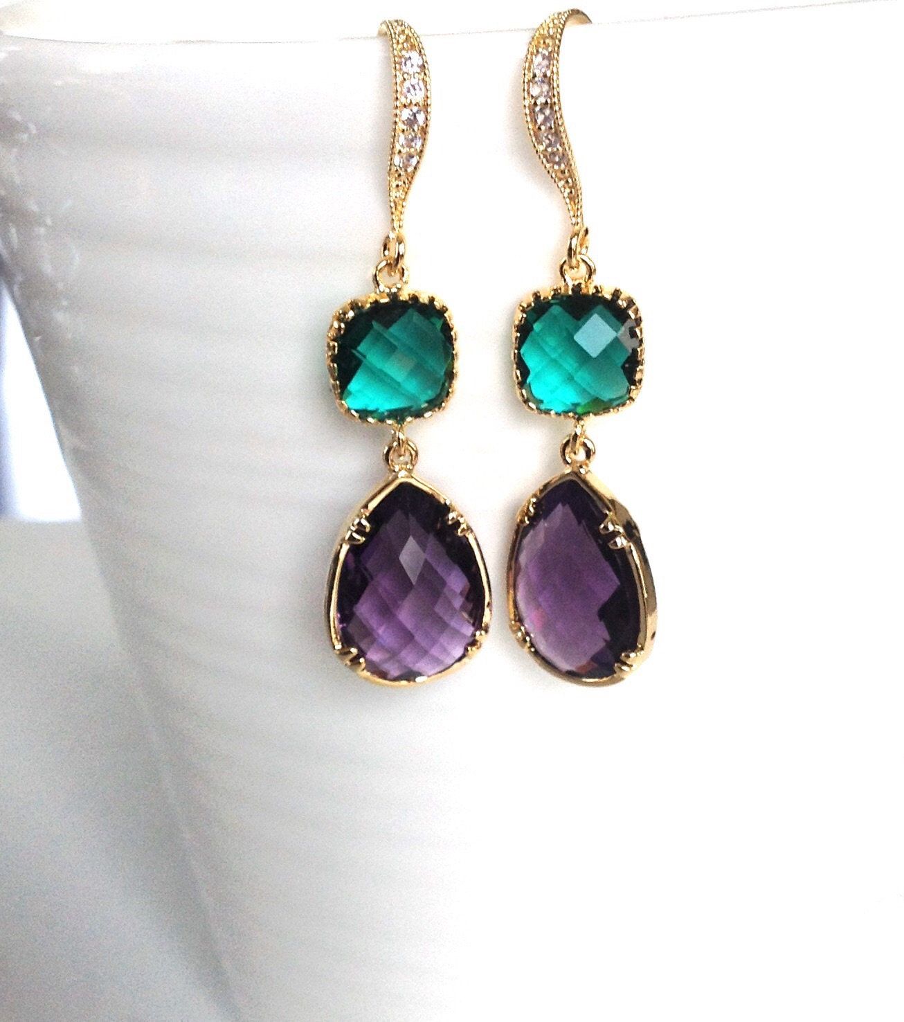 Purple Earrings Purple Bridesmaid Earrings Wedding Jewelry Boho Gold Filigree Earrings Amethyst Earrings Purple Bridesmaid Jewelry