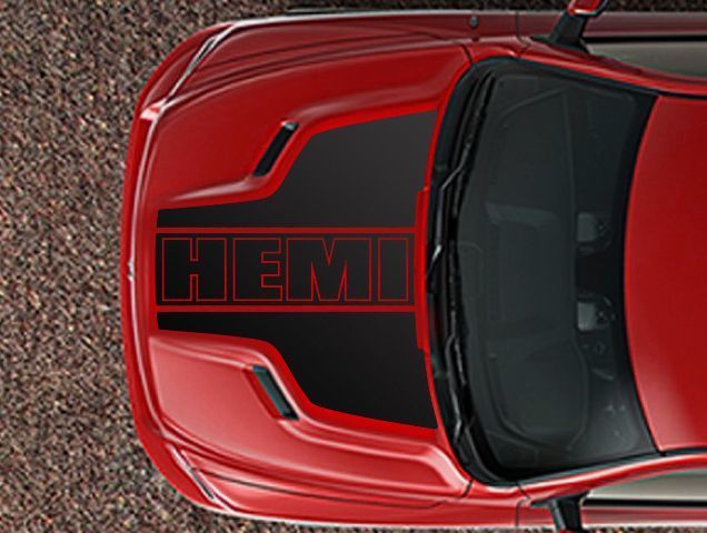 RAM 1500 Sport Hood 3pc Decal Stripe Set HEMI OUTLINE 5.7 MOPAR DODGE