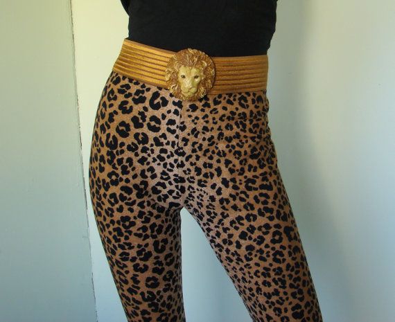 1980s High Waisted Cropped Leapord Print Trousers