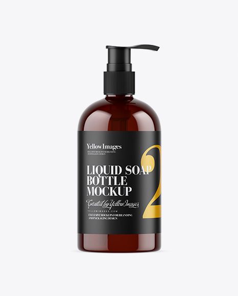 Download Free PSD Mockup Amber Liquid Soap Bottle with Pump Mockup ...