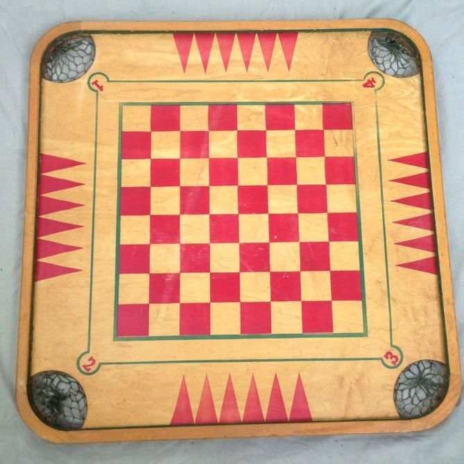 Vintage Wooden Board Game Carrom Crokinole Checkers Chess 85 Vintage Wooden Board Game Carrom Crokinole Checkers Chess 85