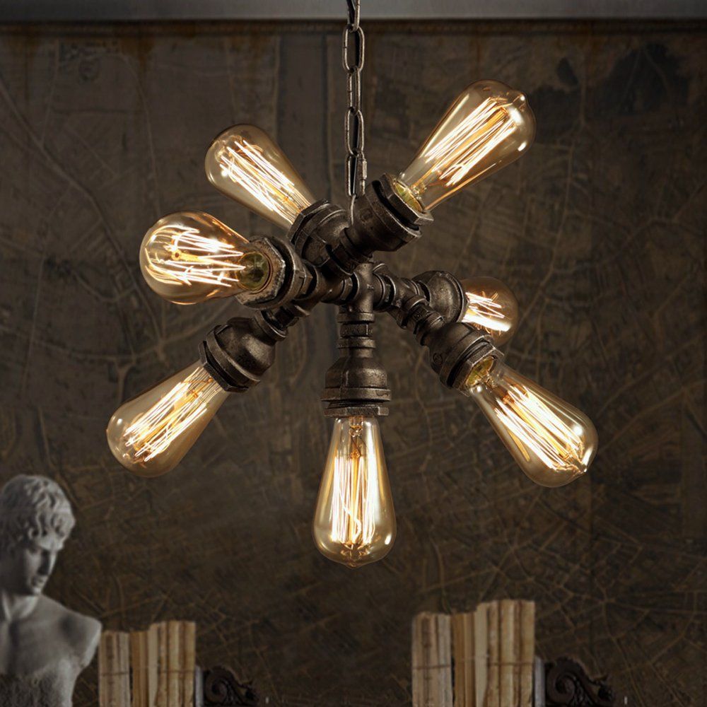 Purelume Vintage Sevenpipe Industrial Hängeleuchte Inkl