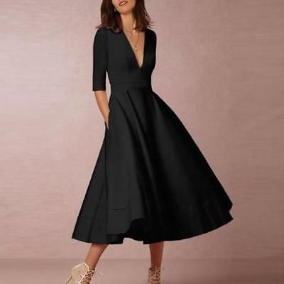 Mujeres Damas Vintage Vestido Baile de Graduación Cóctel noche fiesta vestido largo maxi de Big Swing | eBay