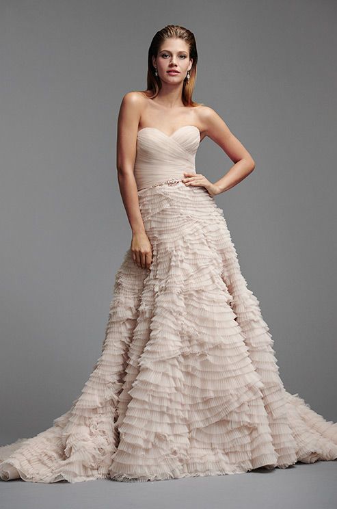 Blush Textured Wedding Dress Watters Spring 2017 Colorful Blush Textured Wedding Dress Watters Spring 2017