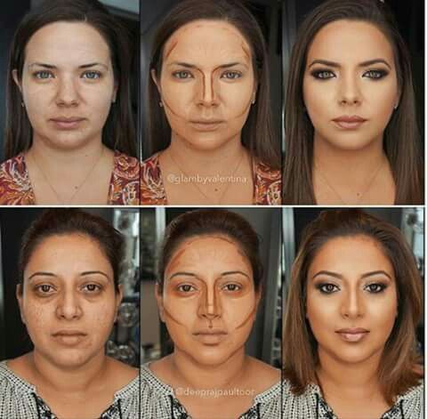 Adelgazar la cara con maquillaje antes y despues paso