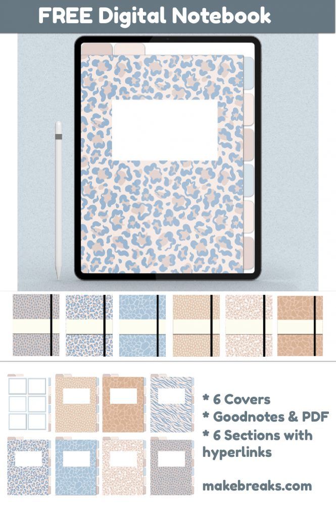 Pastel Animal Print Colors Free Digital Notebook for Goodnotes & Other PDF Readers - Make Breaks Notes Template, Planner Template, Printable Planner, Planner Stickers, Printables, Bullet Journal Digital, Bullet Journal Ideas Pages, Free Notebook, Notebook Planner