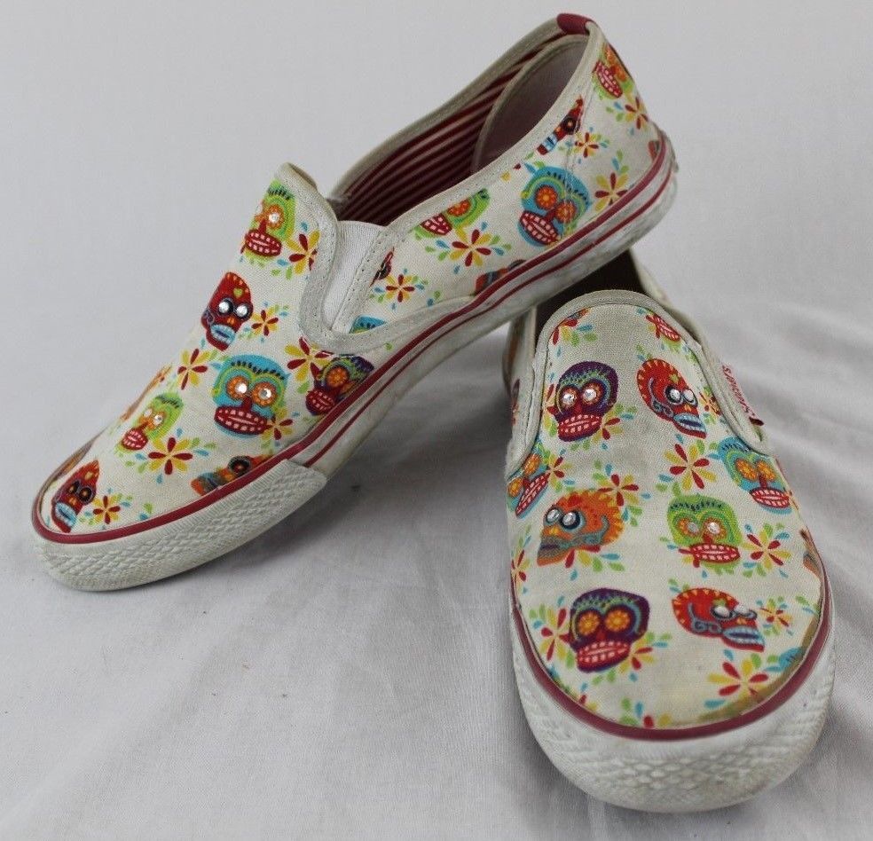 Skechers Cali Sugar Skull Slip On Flat Women S Shoes Size 8 5
